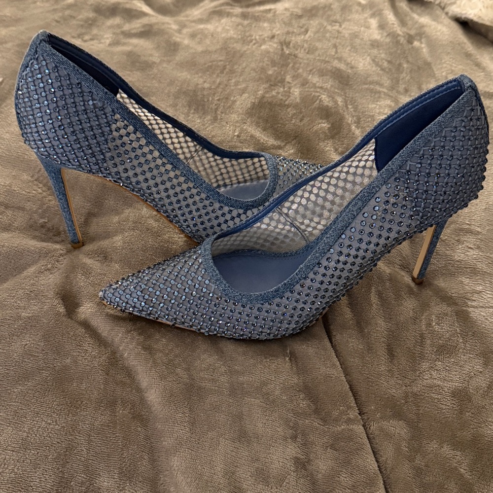 Nine West Blue Studded Heels